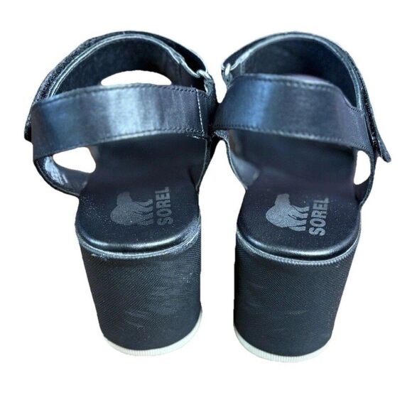 Sorel Cameron Wedge Sandal Women’s Size 10 Black Leather Classic Espadrille - Picture 9 of 12